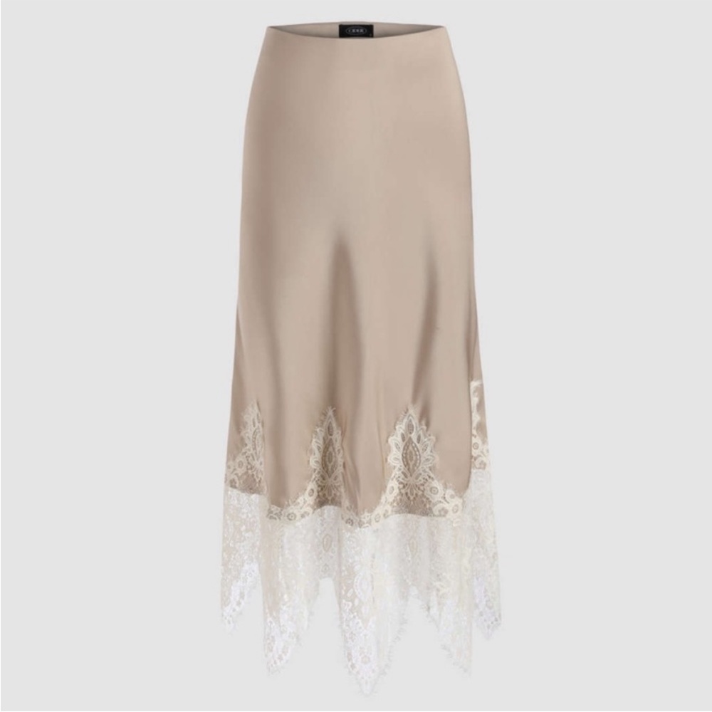 Lace Satin midi skirt